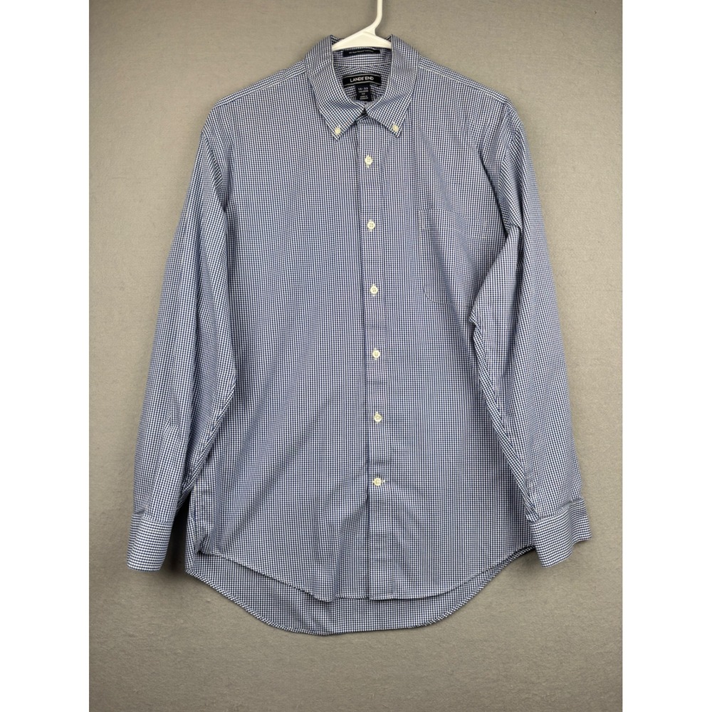 Lands End Supima Cotton Shirt Mens 16 33 Tailored Fit Gingham